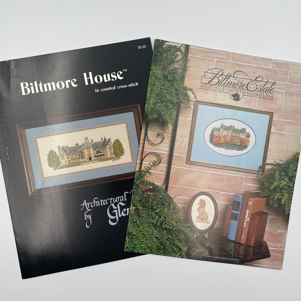 Lot of 2 80's Cross Stitch Patterns Biltmore House Estate Asheville Embroidery